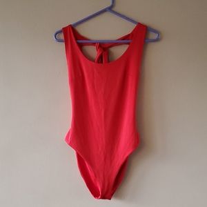 Red backless swimsuit